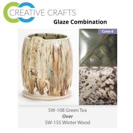Green Tea SW-108 over Winter Wood SW-155 Stoneware Combination